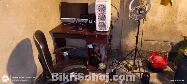 pc setup chair table and all accessories for sale